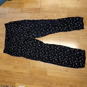 F21 black music note pajama pants sz small